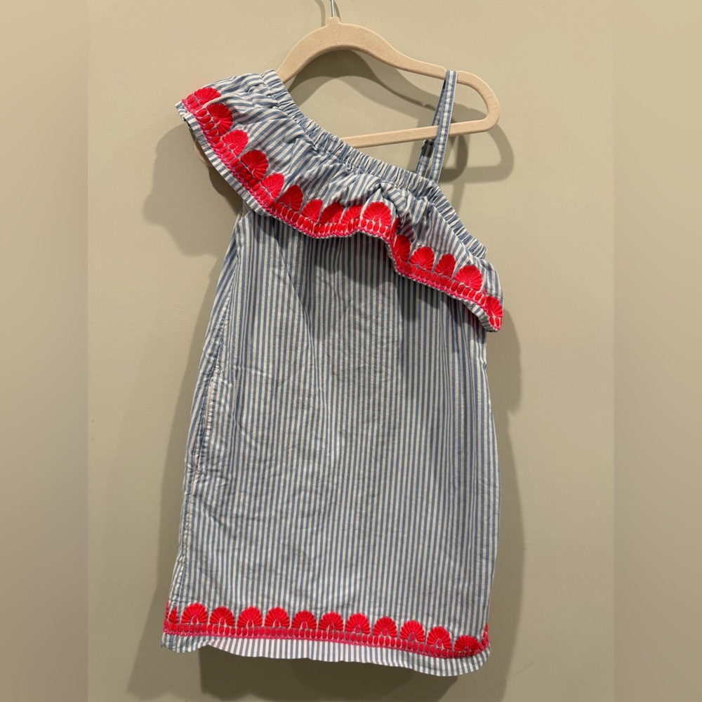 Vineyard Vines Blue and White Striped one shoulder Dress- size 5